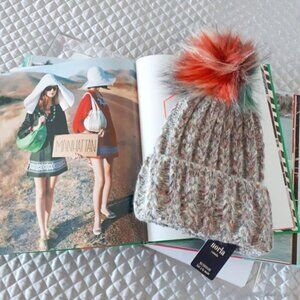 NWT Norla multicolour faux fur pom pom beanie